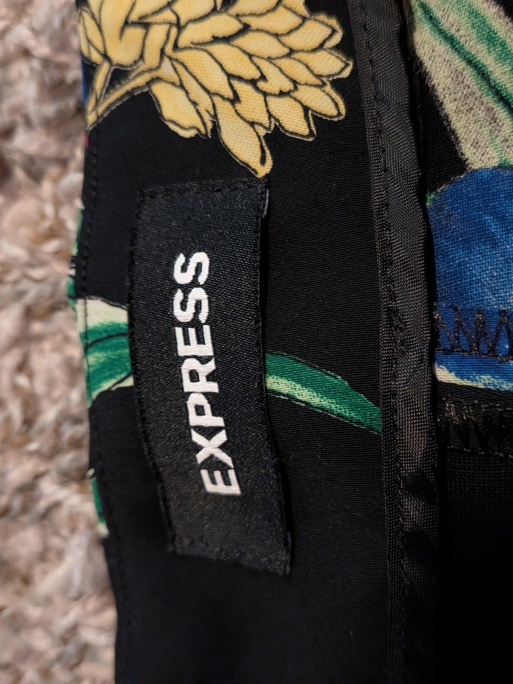 Express Black Floral Paperbag Waist Shorts - Picture 6 of 10